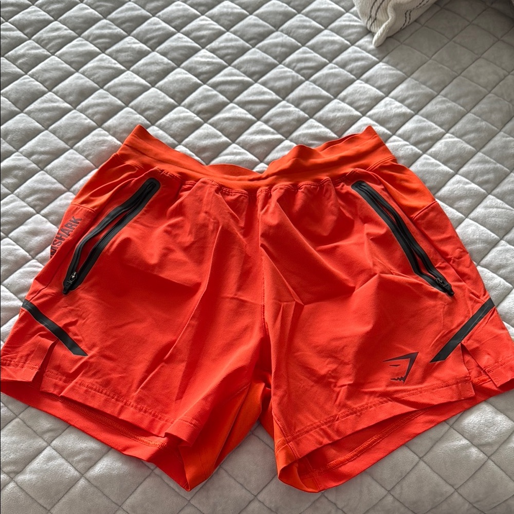 Men's Orange Athletic Shorts 5” inseam